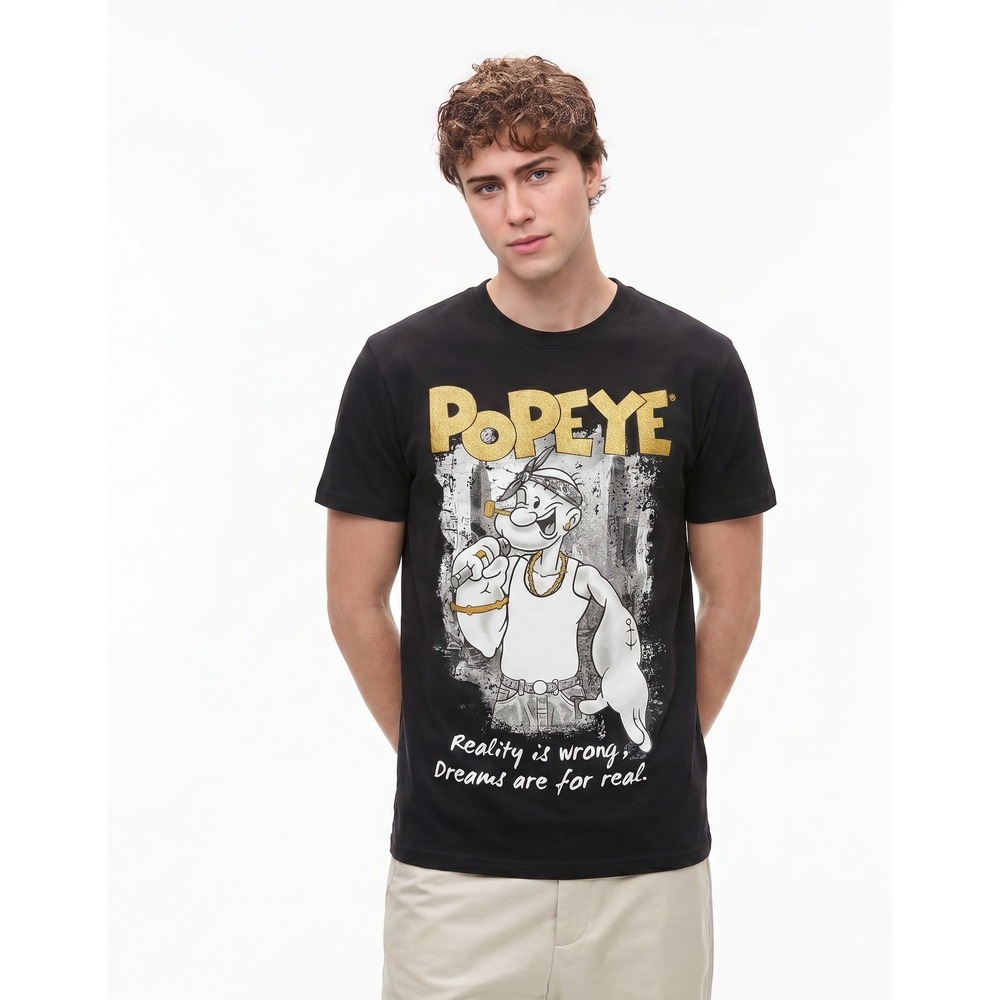 NEW‎ Reason Popeye Exclusive Collab Mens Black Graphic T-Shirt RS5-103 Large NWT